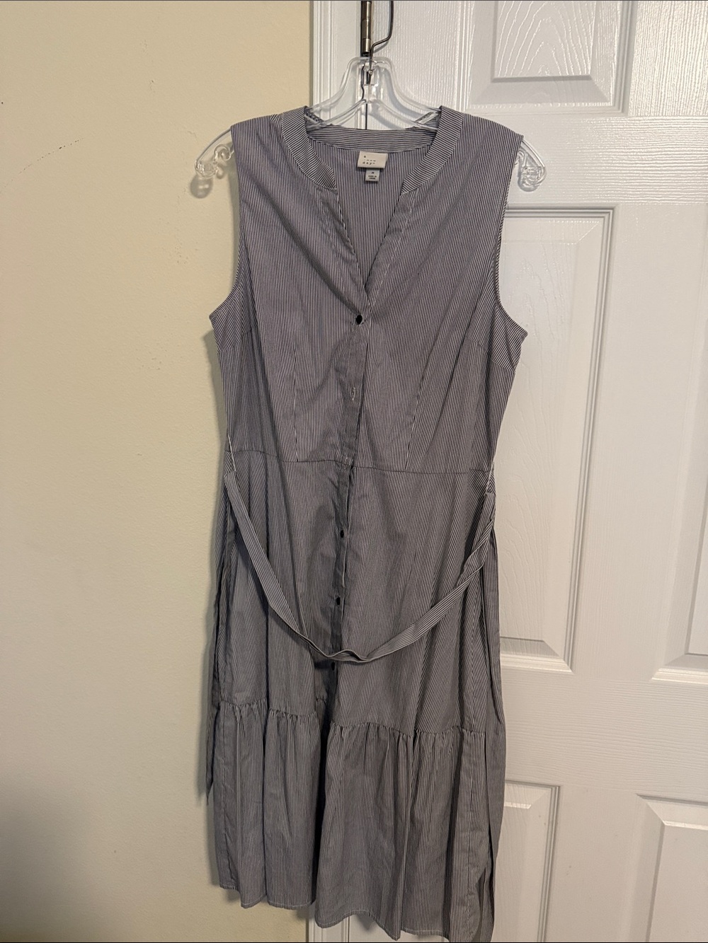 Target Sleeveless Gray Striped Midi Dress